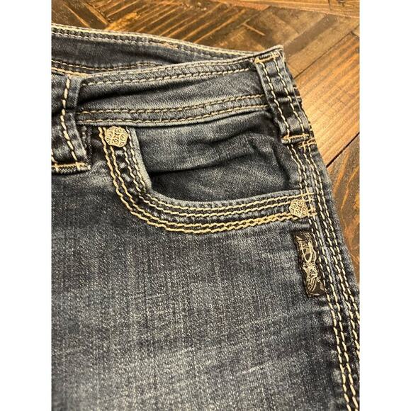 Silver Jeans Aiko Capri Women 33 Thick Stitch Y2K 90s Western Cowgirl Fringe - Picture 13 of 16